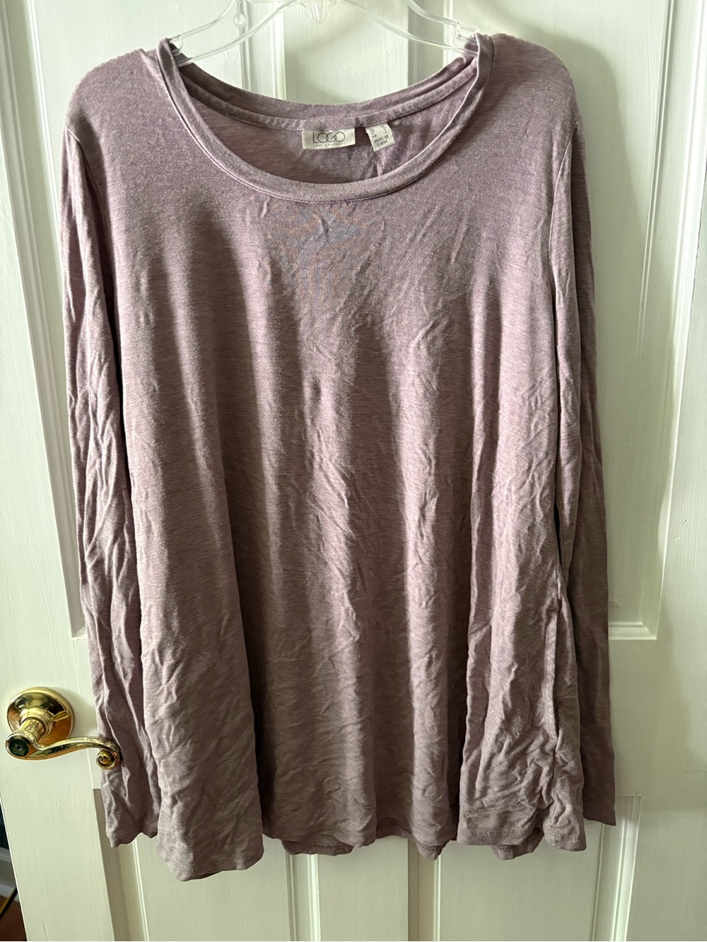 LOGO by Lori Goldstein Heathered Mauve Crewneck Top